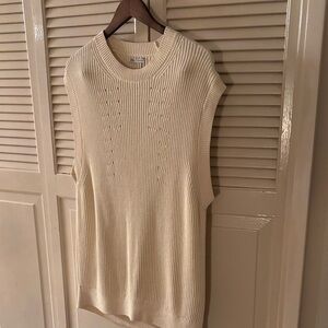 Zara Cream Cotton Knit Sleeveless Sweater Fall/Winter Layering Coastal Grandma